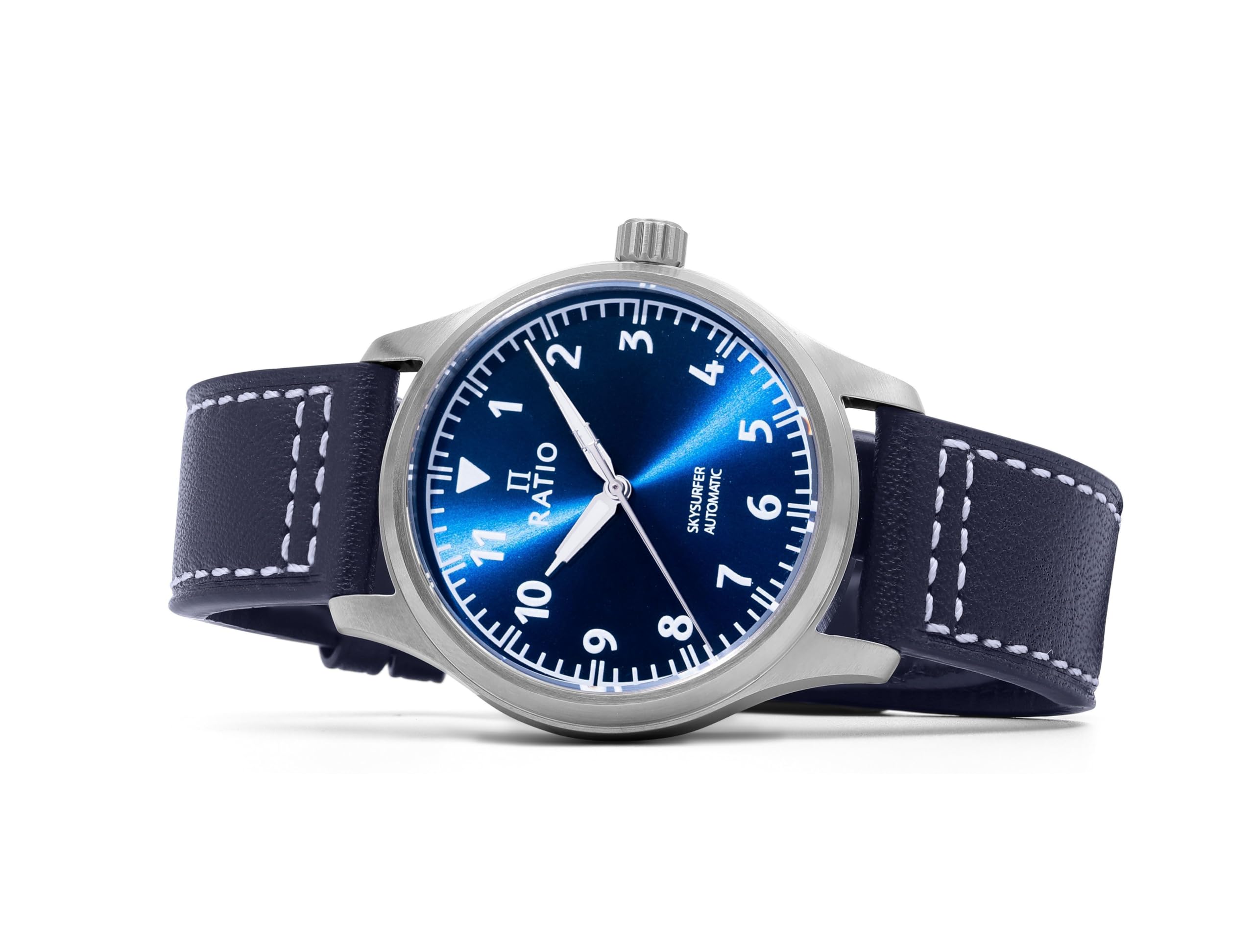 RATIO Pilot Style Watch Leather Strap Analog Display Sapphire Crystal Japanese Automatic 200M Water Resistant Casual Formal Wear Watch for Men - Image 3