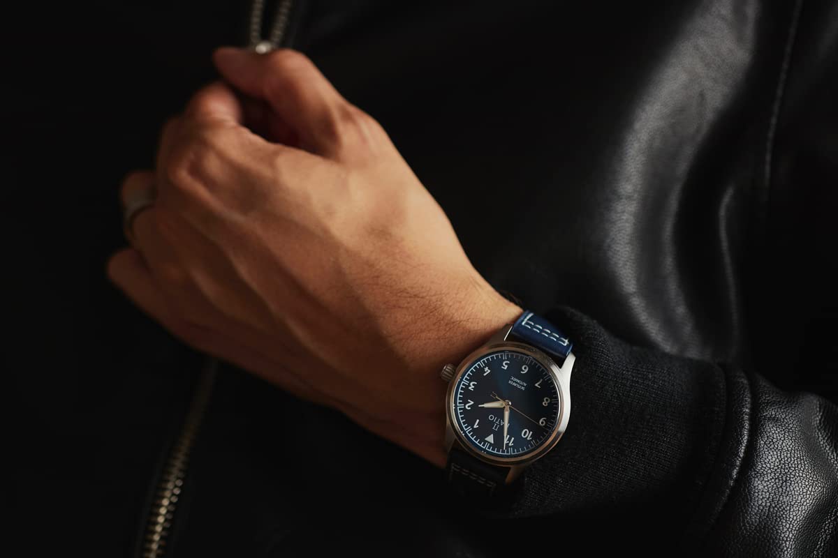 RATIO Pilot Style Watch Leather Strap Analog Display Sapphire Crystal Japanese Automatic 200M Water Resistant Casual Formal Wear Watch for Men - Image 7