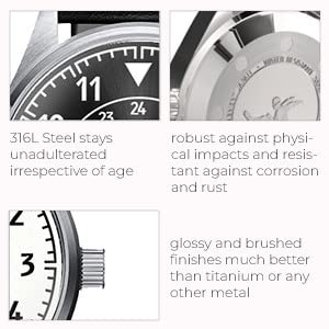 RATIO Pilot Style Watches Analog Japanese Automatic 200M Water Resistant Casual Formal Wear Watch for Men - Image 6